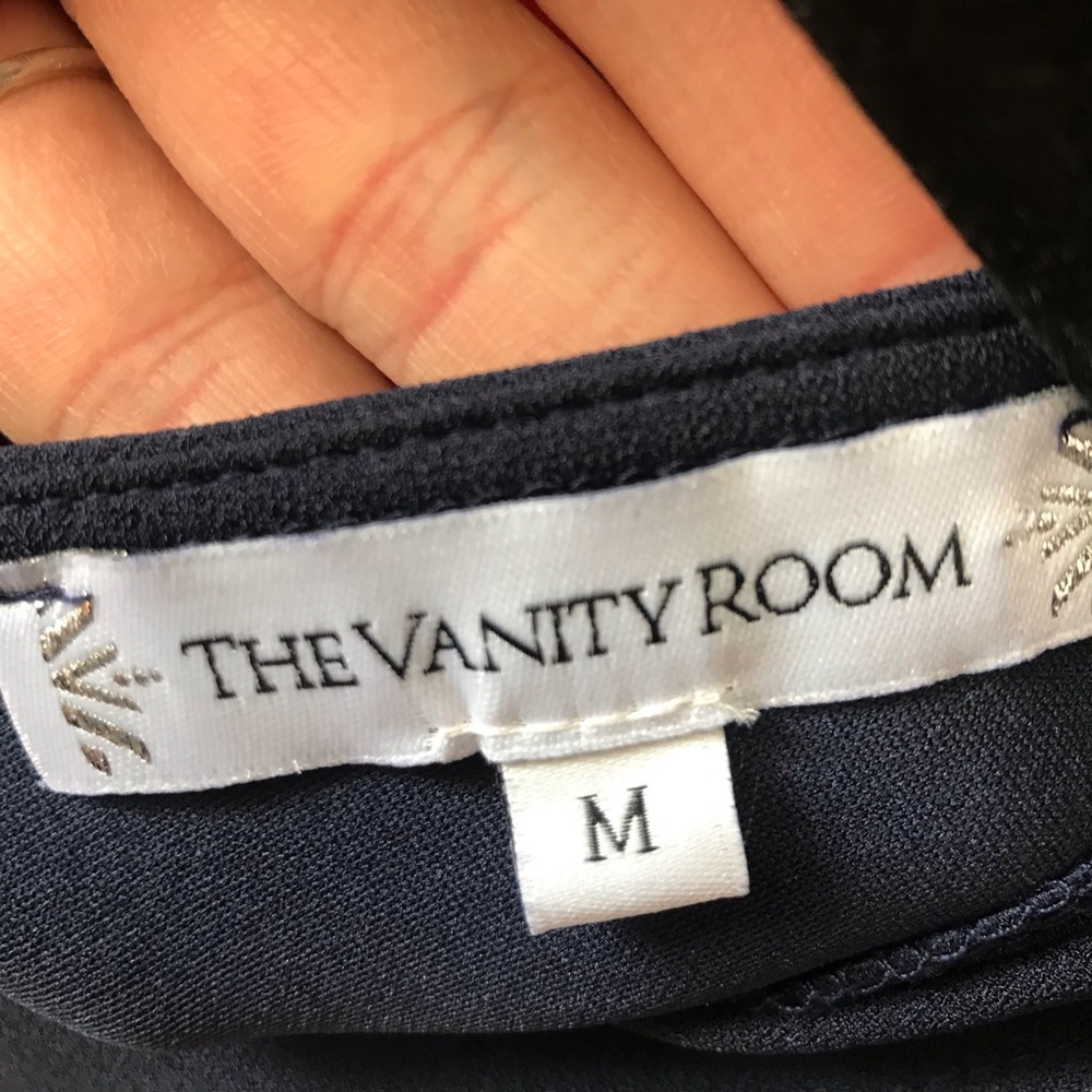 The Vanity Room Navy Crepe Ruffle Sleeveless Dress - Picture 7 of 7